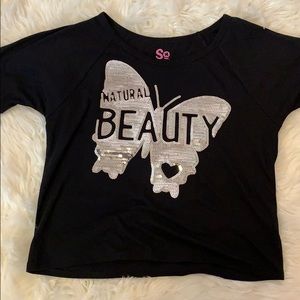 Black Tee with Sequin Design